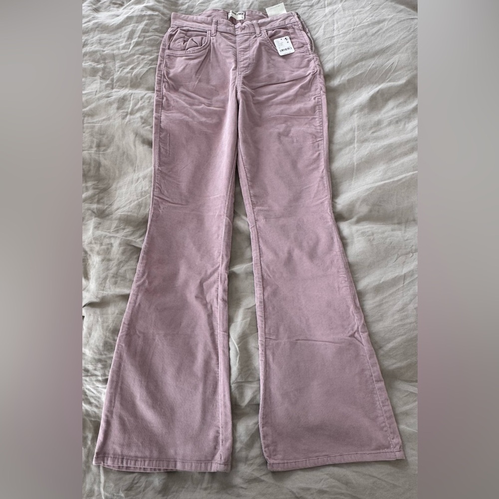 Pink Wide Leg Flare Jeans with High Waist